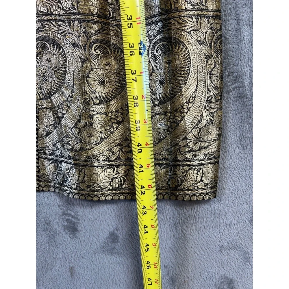 Vintage 60s Cocktail Sheath Dress Size 10 Black Gold Silk Brocade Handmade* - Picture 4 of 12